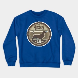 Basset Dad - Distressed Basset Hound Silhouette Design Crewneck Sweatshirt